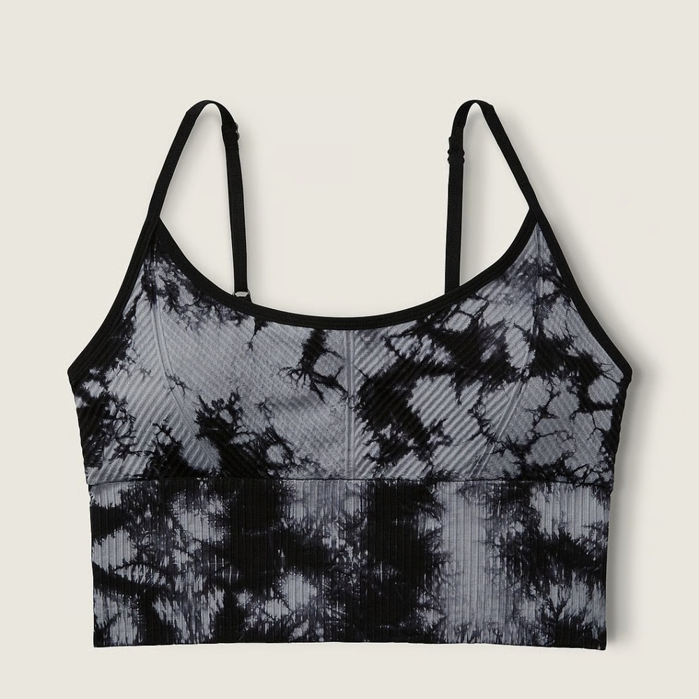PINK Black and Gray Tie-Dye Sports Bra Bralette Victoria Secret